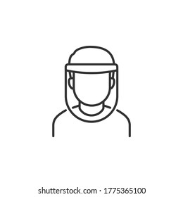 Face shield line icon isolated on white background. Vector illustration
