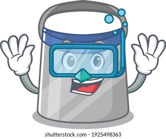 Face shield mascot design swims with diving glasses