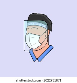 face shield and mask vector illustration