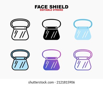 Face Shield Protective icon style line, outline, flat, glyph, color, gradient. Editable stroke and pixel perfect. Can be used for digital product, presentation, print design and more.