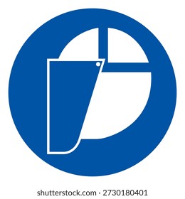 Gesichtsschild erforderliches Symbolzeichen, Vektorgrafik, isoliert auf weißem Hintergrund Label.EPS10