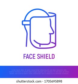 Face Shield Thin Line Icon. Transparent Plastic Mask. Protection From Covid-19. Vector Illustration.