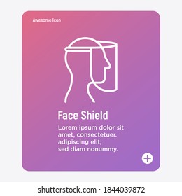 Face shield thin line icon. Transparent plastic mask. Protection from Covid-19. Vector illustration.