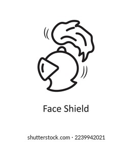  Face Shield Vector Outline Icon Design illustration. Medieval Symbol on White background EPS 10 File