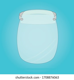 Face shield from viruses and dust, air pollution, medical mask. Protection against the COVID-19 virus. Protective mask for doctors. Vector illustration.