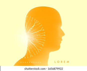 Gesichtsansicht. Abstrakte menschliche Kopfsilhouette mit Farbverlauf. Minimalistisches Design für Geschäftspräsentationen, Flyer oder Poster. 3D-Vektorillustration-Illustration.