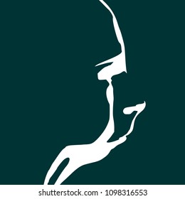 Face side view. Elegant silhouette of a female head.