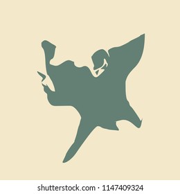 Face side view. Elegant silhouette of a female head.