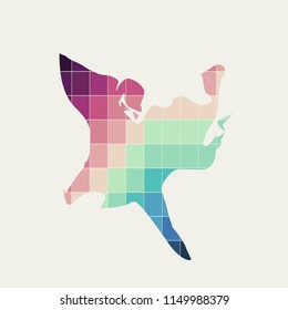 Face side view. Elegant silhouette of a female head. Color gradient