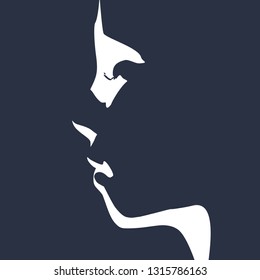 Face side view. Elegant silhouette of a head.