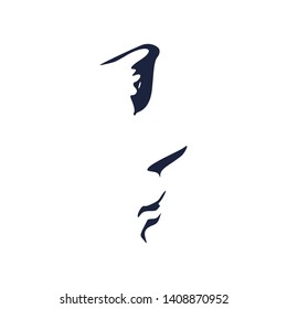 Face side view. Elegant silhouette of a female head. Portrait of a woman