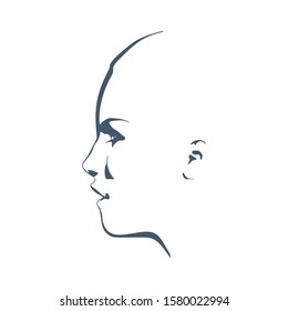 how to draw female face side view