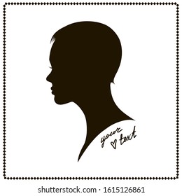 Face side view. Elegant silhouette of a female head. 