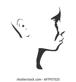 Face side view. Elegant silhouette of a female head. Vector Illustration. Monochrome gamma.