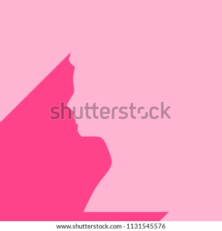 Face side view. Elegant silhouette of a female head. Web icon with long shadow