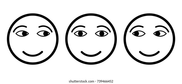 Face sign icon, set of faces that look in different directions, the characters are separated