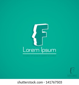 Face sign with letter F - vector illustration