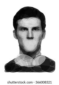 Face of a silenced man without a mouth made from ellipses