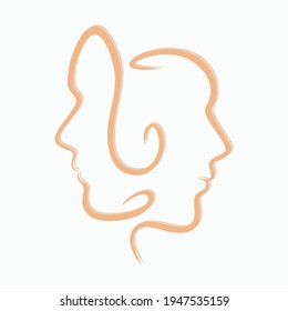 Face Silhouette Art Vector Template