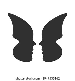 Face Silhouette Forming Butterfly Logo Template Stock Vector (Royalty ...