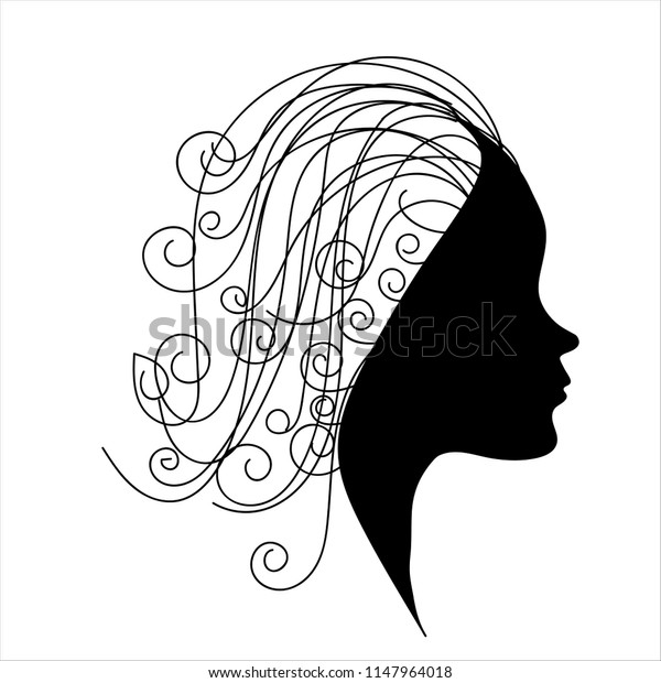 Face Silhouette Hair Sketch Lady Face Stock Vector (Royalty Free