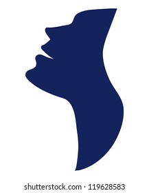 Face silhouette, isolated on white, vector illustration