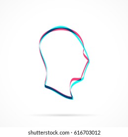 Face silhouette in profile hand drawn with blue and pink highlighters, isolated on a blank background.
Vector illustration, easy to edit, manipulate, resize or colorize.