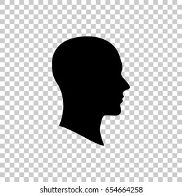 Face silhouette in profile isolated on transparent background. Black symbol for your design. Vector illustration, easy to edit.