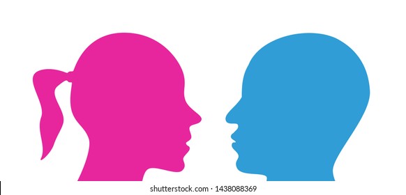 Face Silhouette Profile Man Woman Blue Stock Vector (Royalty Free ...