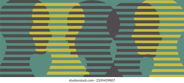 Face silhouettes in stripes and colors forms a background vector illustration.
