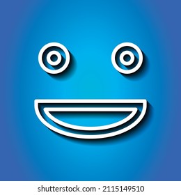 Face simple icon vector. Flat desing. White icon with shadow on blue background.ai