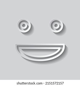 Face simple icon vector. Flat design. Paper style with shadow. Gray background.ai