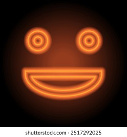 Face simple icon vector. Flat design. Orange neon on black background.ai