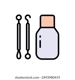 Face skin cleaning tools color icon set. Stainless steel blackhead acne remover pimple loop, spoon simple sign. Problem face care and beauty devices. Vidal loop for manual cleaning of problem skin pla
