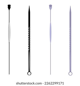 Face skin cleaning tools. Stainless steel blackhead acne remover pimple loop, spoon. Problem face care and beauty devices, vector illustration isolated on white background.