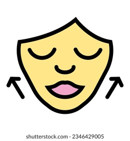 Face skin massage icon outline vector. Skincare beauty. Facial treatment color flat