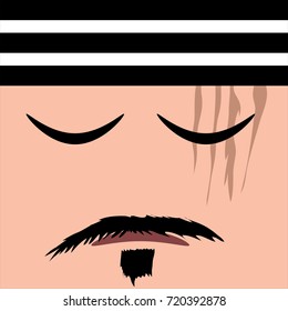 face sleep prisoner with scar face flat design vector eps10