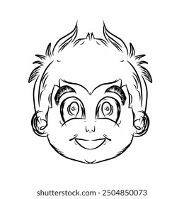 the face of a small child with blonde hair and bulging eyes