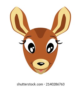 The face of a small fawn on a white background.Vector illustration .It can be used in children's textiles, postcards, packages.
