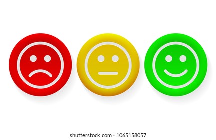 Face smile icon positive, negative neutral opinion vector rate button signs