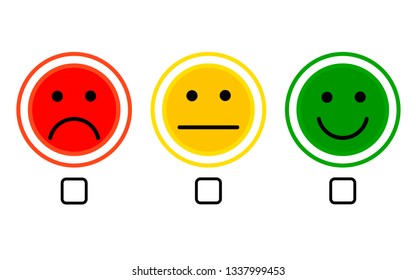 Face Smile Icon Positive, Negative Neutral Opinion Vector Rate Button Signs On White Background