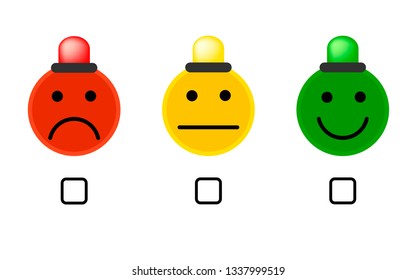 Face smile icon positive, negative neutral opinion vector rate button signs on white background