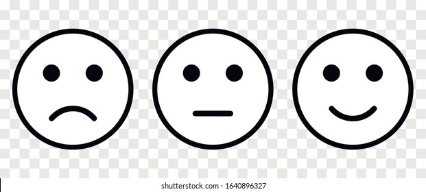 Face smile icon positive, negative, neutral opinion on isolated background.Vector illustration 