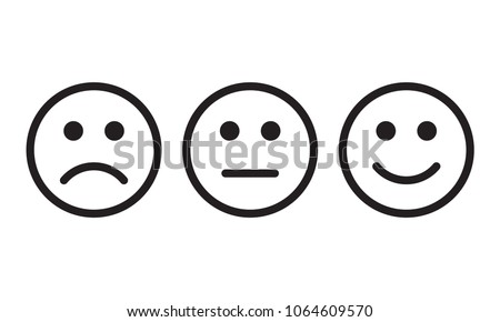 Face smile icon positive, negative neutral opinion vector rate signs