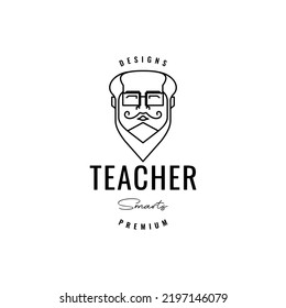 face smile teacher beard logo design