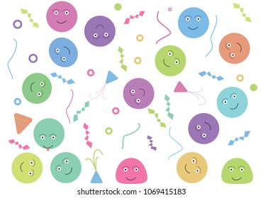 Face smiles with different colours 
