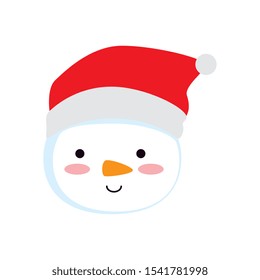 face of snowman with hat isolated icon vector illustration design
