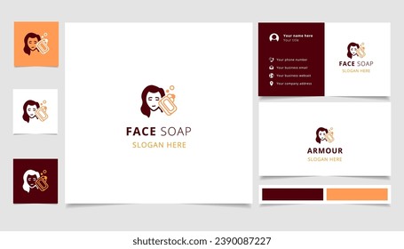 Face soap logo design with editable slogan. Branding book and business card template.