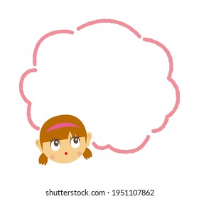 Girl’s face and speech bubble template illustration ( thinking )