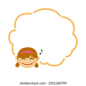 Girl’s face and speech bubble template illustration ( smile, cheerful )